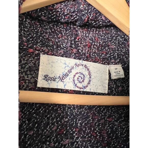 Anthropologie Rosie Neira Cardigan SP Blue Marled Open Oversized Small Petite - Picture 4 of 7